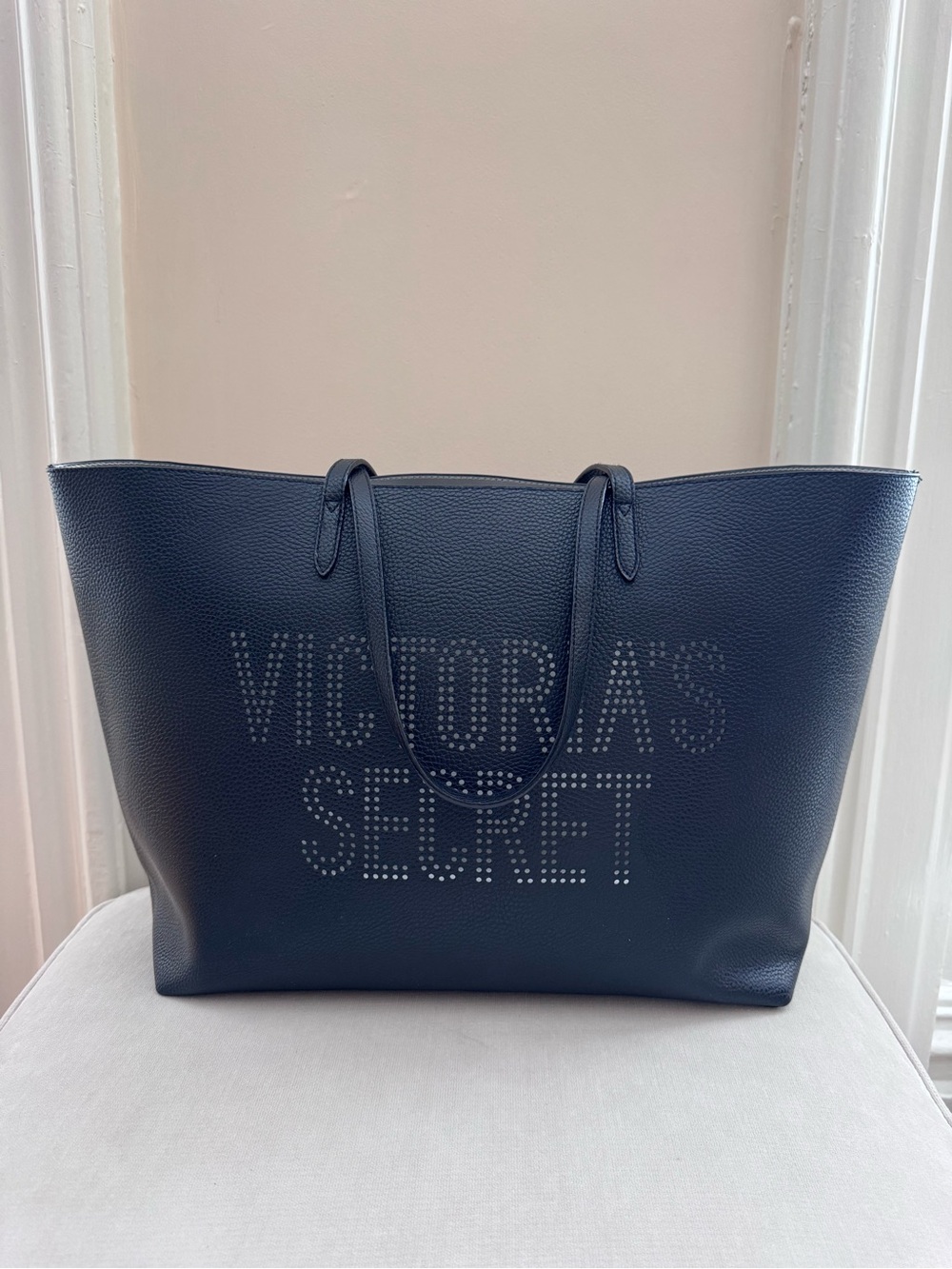 Victoria's Secret Black Perforated Logo Tote Bag